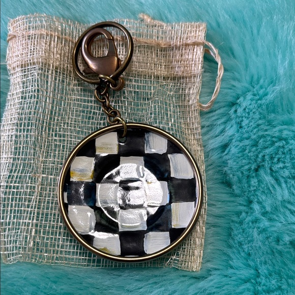 MacKenzie-Childs White and Gold Keychain with Bronze Clip - Picture 3 of 3